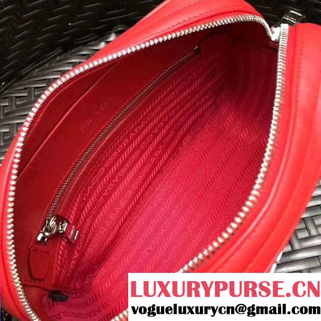Prada Diagramme Leather Camera Cross-body Bag 1BH083 Red 2017 (GYF-7120703 )