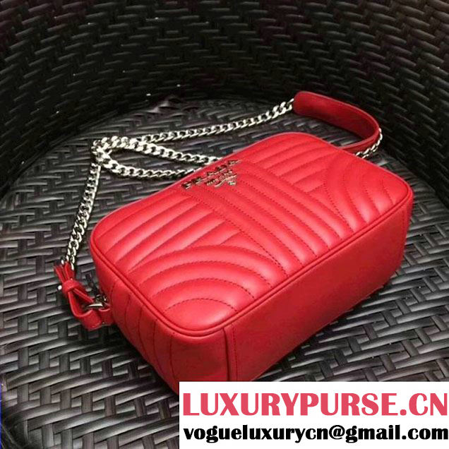 Prada Diagramme Leather Camera Cross-body Bag 1BH083 Red 2017 (GYF-7120703 )