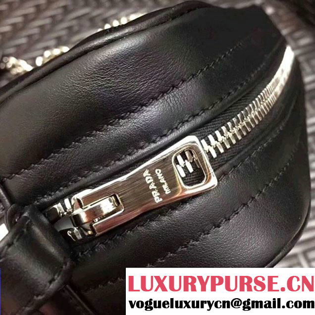 Prada Diagramme Leather Camera Cross-body Bag 1BH083 Black 2017 (GYF-7120701 )