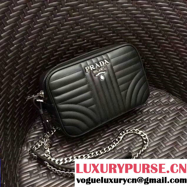Prada Diagramme Leather Camera Cross-body Bag 1BH083 Black 2017 (GYF-7120701 )
