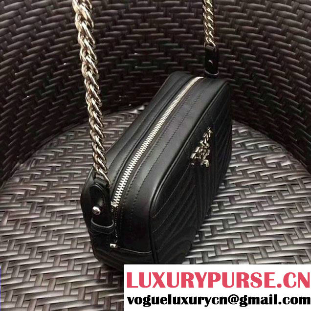 Prada Diagramme Leather Camera Cross-body Bag 1BH083 Black 2017 (GYF-7120701 )