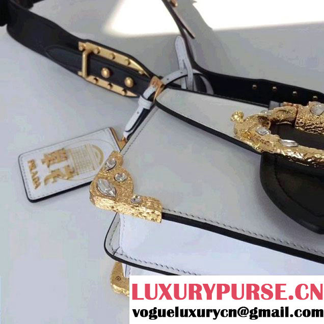 Prada Cahier Leather Bag RongZhai Limited Edtion 1BD103 Spring White 2018 (GYF-7120834 )
