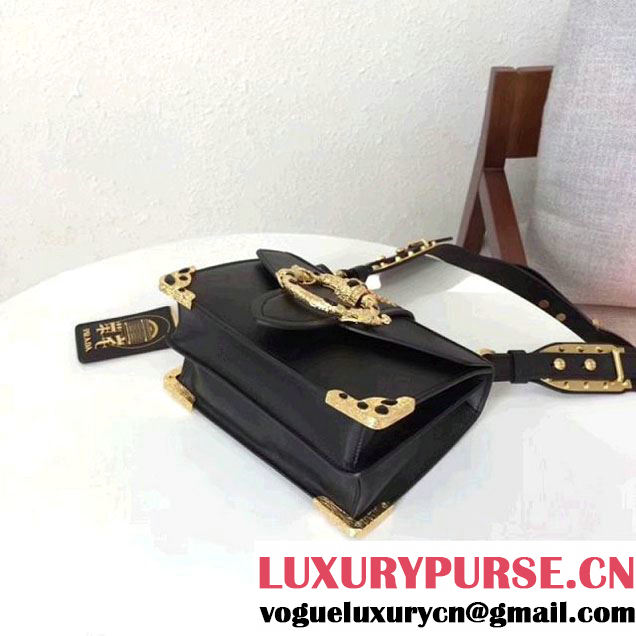 Prada Cahier Leather Bag RongZhai Limited Edtion 1BD103 Spring Black 2018 (GYF-7120832 )
