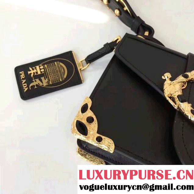 Prada Cahier Leather Bag RongZhai Limited Edtion 1BD103 Spring Black 2018 (GYF-7120832 )