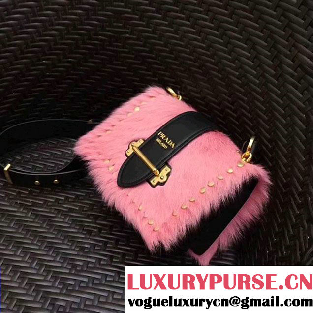 Prada Cahier Calf Hair Bag 1BD045 Pink 2017 (GYF-7120830 )