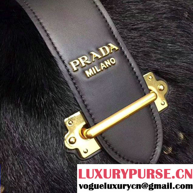 Prada Cahier Calf Hair Bag 1BD045 Black 2017 (GYF-7120829 )