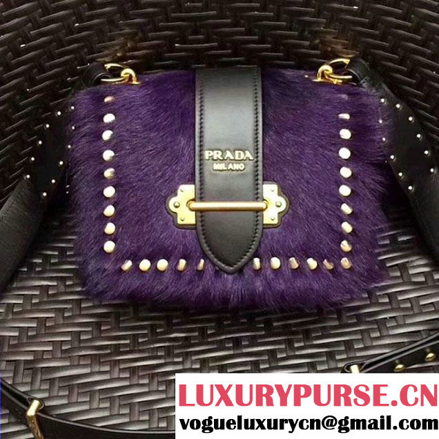Prada Cahier Calf Hair Bag 1BD045 Purple 2017 (GYF-7120828 )