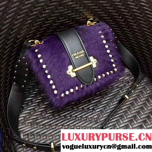 Prada Cahier Calf Hair Bag 1BD045 Purple 2017 (GYF-7120828 )