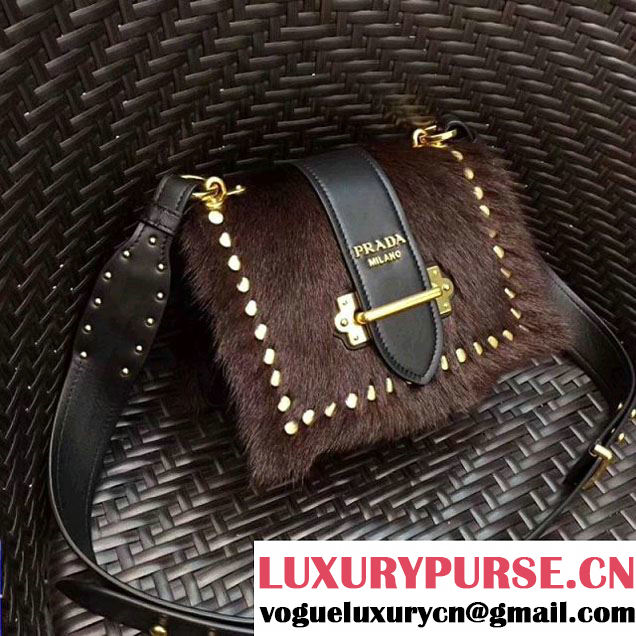 Prada Cahier Calf Hair Bag 1BD045 Coffee 2017 (GYF-7120826 )