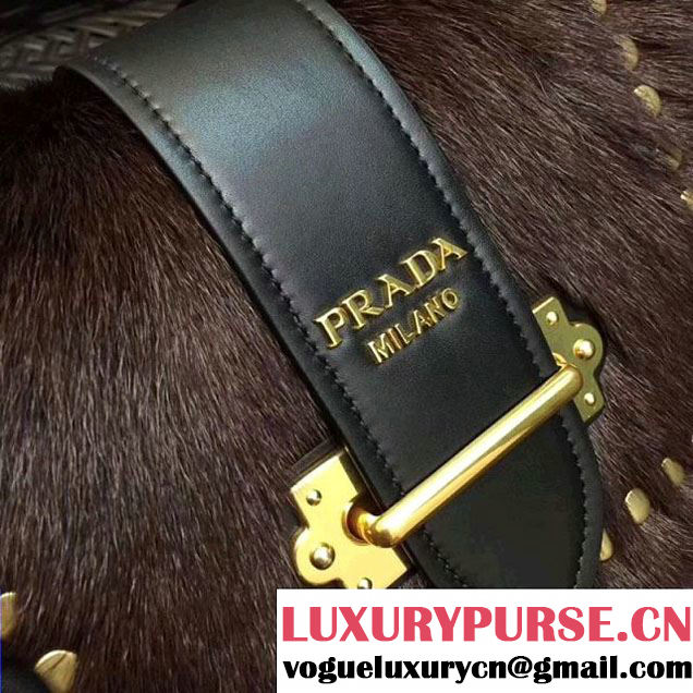Prada Cahier Calf Hair Bag 1BD045 Coffee 2017 (GYF-7120826 )