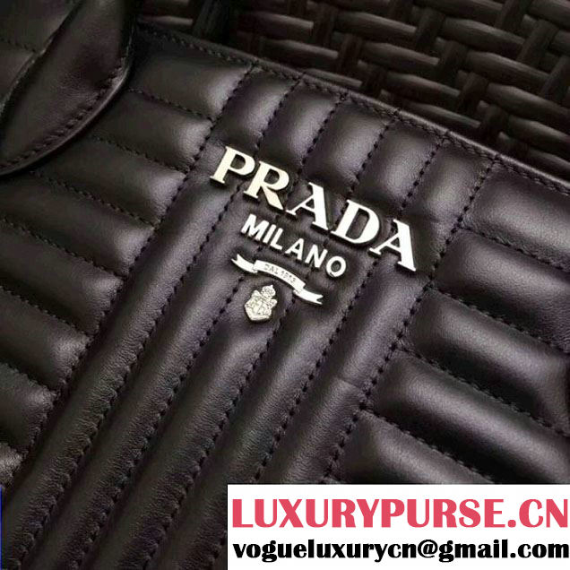 Prada Diagramme Leather Top Handle Bag 1BA165 Black 2017 (GYF-7120717 )