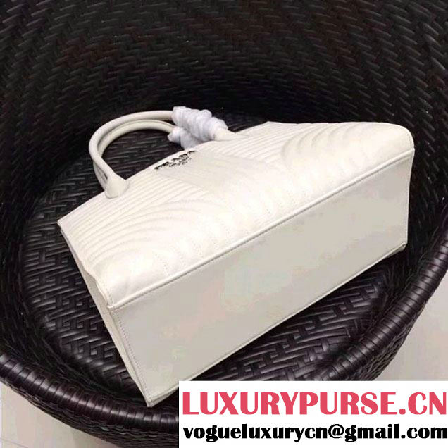 Prada Diagramme Leather Top Handle Bag 1BA165 White 2017 (GYF-7120716 )