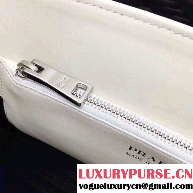 Prada Diagramme Leather Top Handle Bag 1BA165 White 2017 (GYF-7120716 )