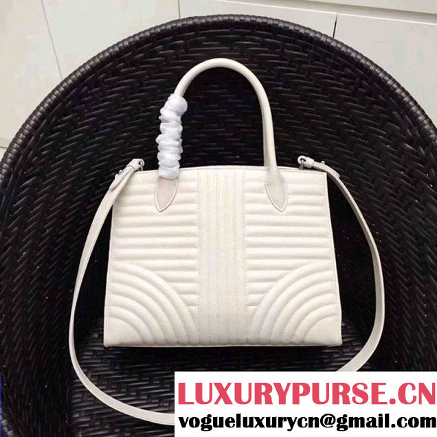 Prada Diagramme Leather Top Handle Bag 1BA165 White 2017 (GYF-7120716 )