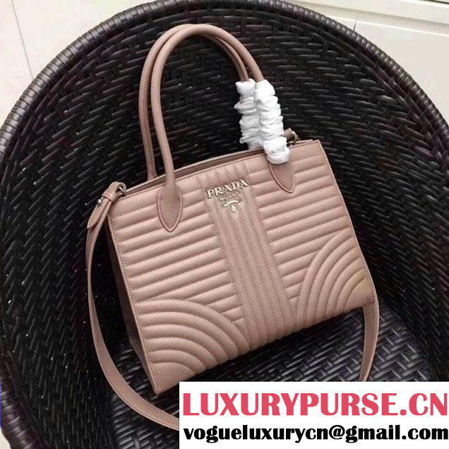 Prada Diagramme Leather Top Handle Bag 1BA165 Nude 2017 (GYF-7120715 )