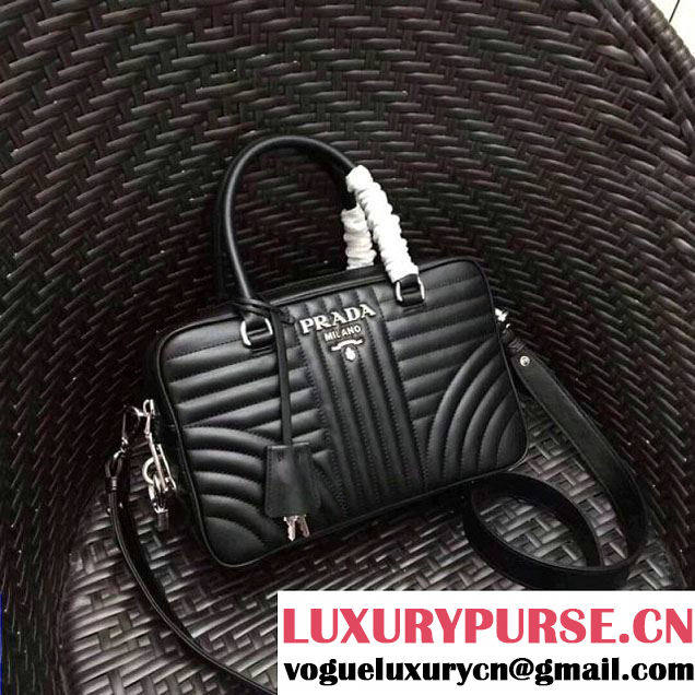Prada Diagramme Leather Handbag 1BB113 Black 2017 (GYF-7120714 )