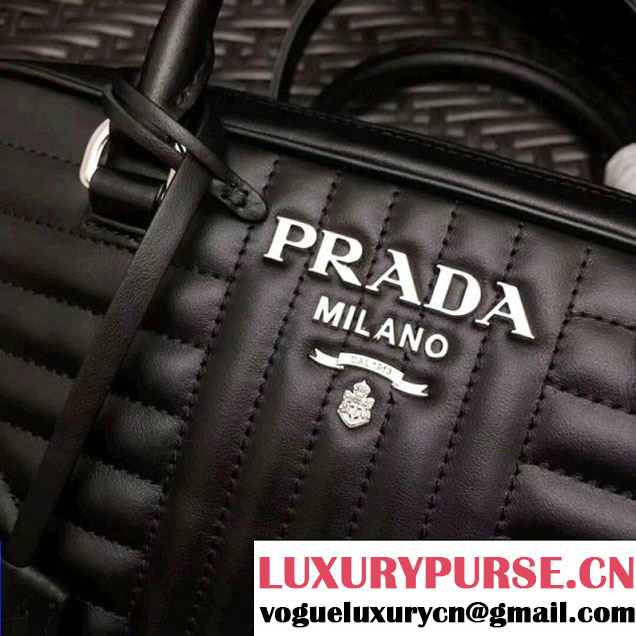 Prada Diagramme Leather Handbag 1BB113 Black 2017 (GYF-7120714 )