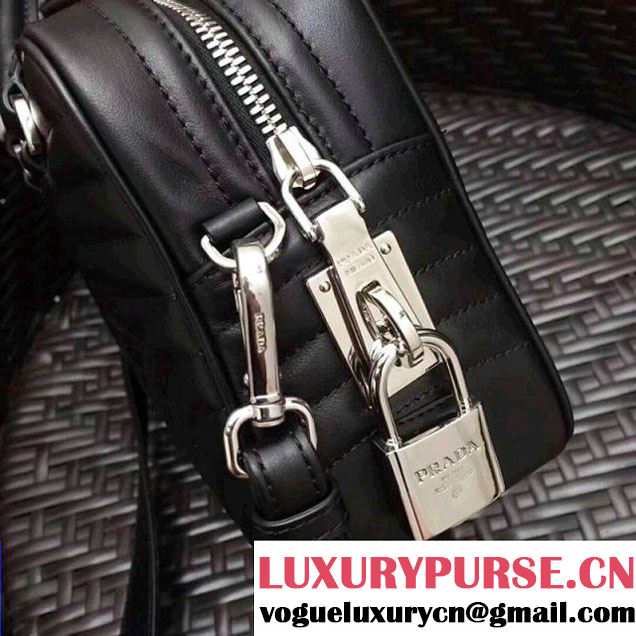 Prada Diagramme Leather Handbag 1BB113 Black 2017 (GYF-7120714 )