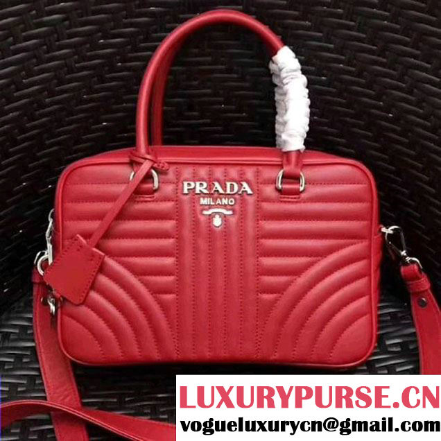 Prada Diagramme Leather Handbag 1BB113 Red 2017 (GYF-7120713 )