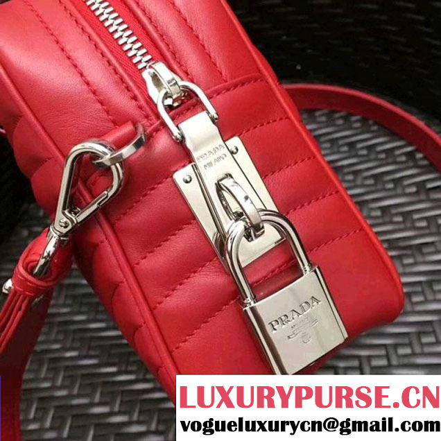Prada Diagramme Leather Handbag 1BB113 Red 2017 (GYF-7120713 )