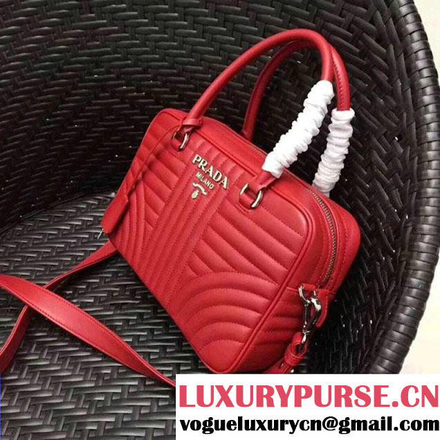 Prada Diagramme Leather Handbag 1BB113 Red 2017 (GYF-7120713 )