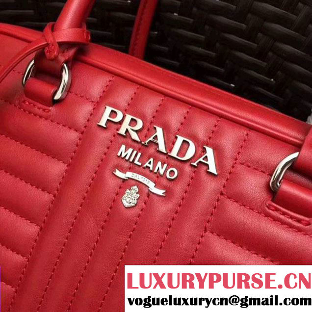 Prada Diagramme Leather Handbag 1BB113 Red 2017 (GYF-7120713 )