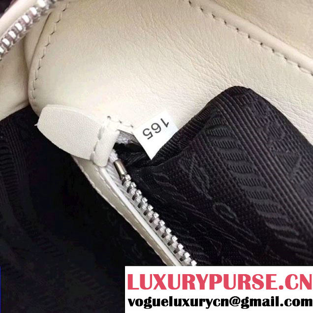 Prada Diagramme Leather Handbag 1BB113 White 2017 (GYF-7120712 )