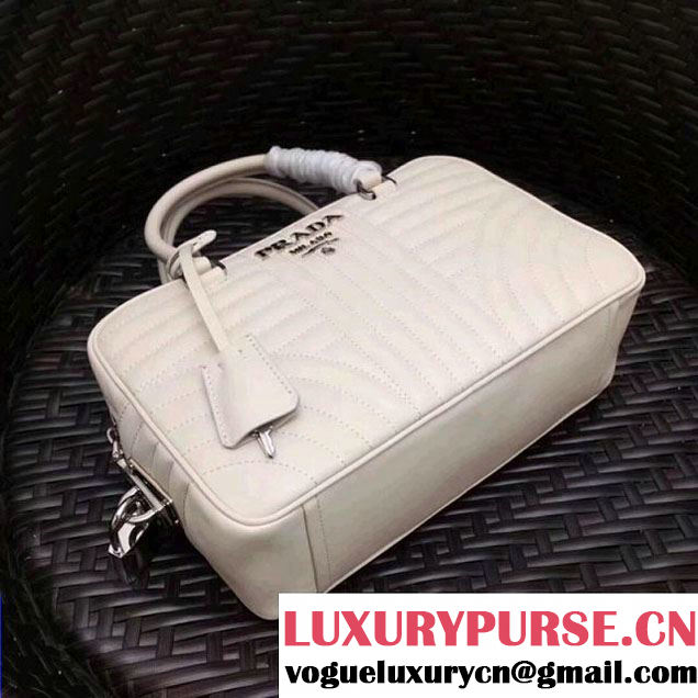 Prada Diagramme Leather Handbag 1BB113 White 2017 (GYF-7120712 )