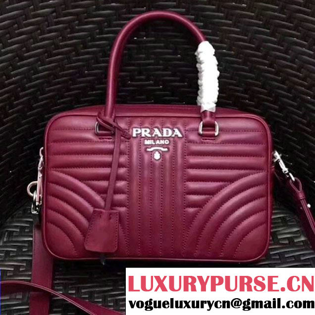 Prada Diagramme Leather Handbag 1BB113 Fuchsia 2017 (GYF-7120711 )