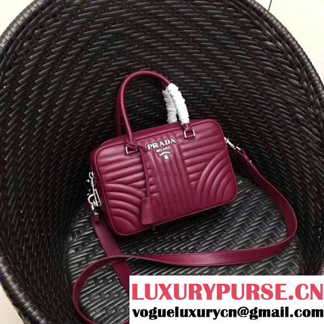 Prada Diagramme Leather Handbag 1BB113 Fuchsia 2017 (GYF-7120711 )