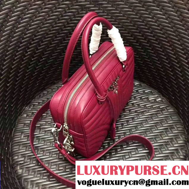 Prada Diagramme Leather Handbag 1BB113 Fuchsia 2017 (GYF-7120711 )