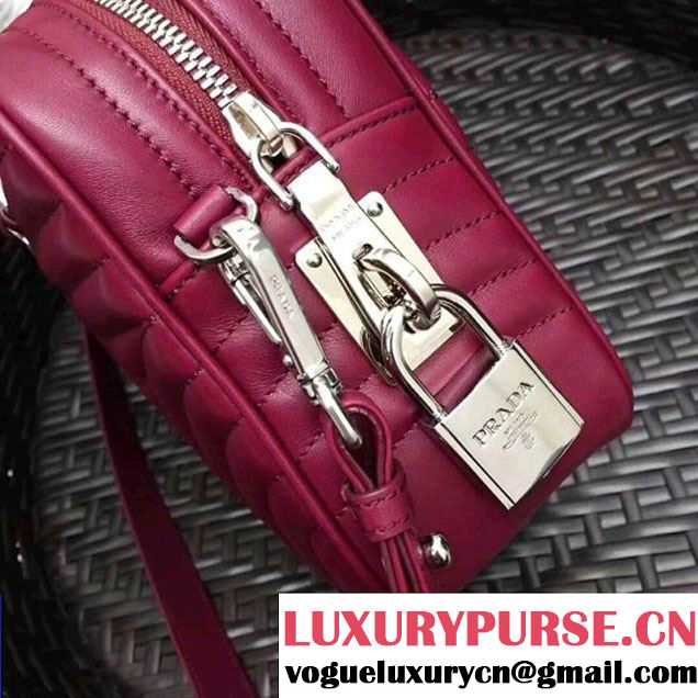 Prada Diagramme Leather Handbag 1BB113 Fuchsia 2017 (GYF-7120711 )