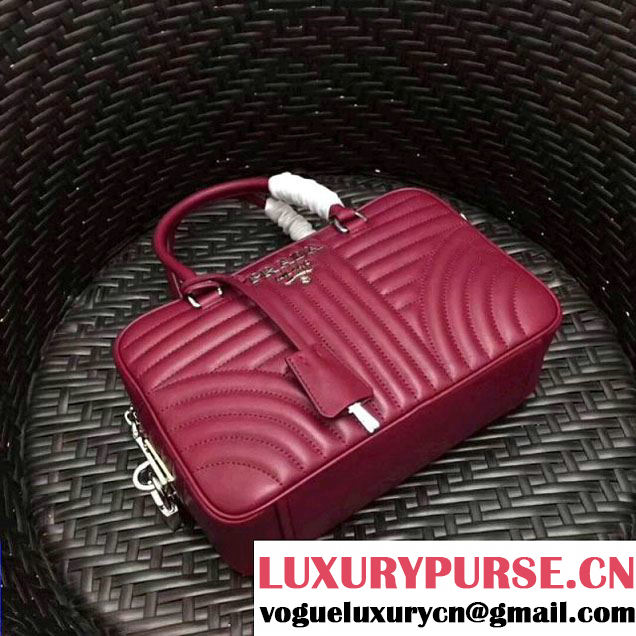 Prada Diagramme Leather Handbag 1BB113 Fuchsia 2017 (GYF-7120711 )