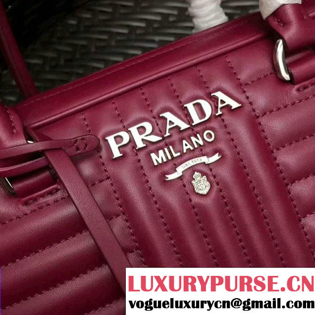 Prada Diagramme Leather Handbag 1BB113 Fuchsia 2017 (GYF-7120711 )