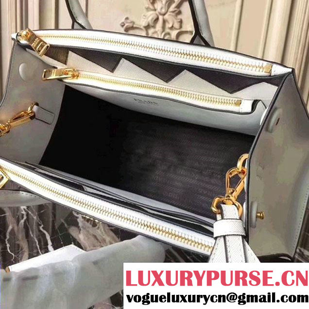 Prada Saffiano Calf Leather Paradigme Bag 1BA102 White 2017 (GYF-7120853 )