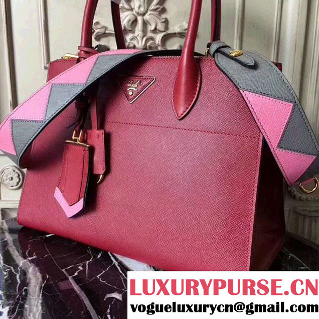 Prada Saffiano Calf Leather Paradigme Bag 1BA102 Red 2017 (GYF-7120852 )