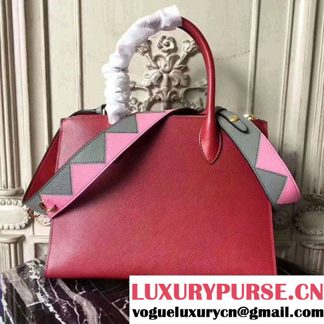 Prada Saffiano Calf Leather Paradigme Bag 1BA102 Red 2017 (GYF-7120852 )