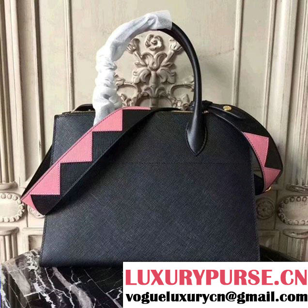 Prada Saffiano Calf Leather Paradigme Bag 1BA102 Black 2017 (GYF-7120851 )