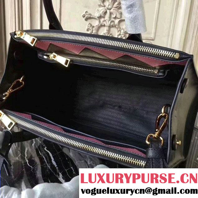 Prada Saffiano Calf Leather Paradigme Bag 1BA102 Black 2017 (GYF-7120851 )