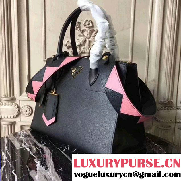 Prada Saffiano Calf Leather Paradigme Bag 1BA102 Black 2017 (GYF-7120851 )