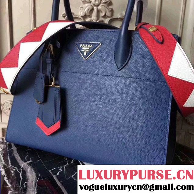 Prada Saffiano Calf Leather Paradigme Bag 1BA102 Blue 2017 (GYF-7120850 )