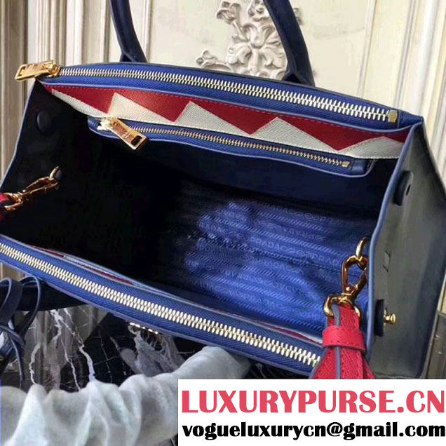 Prada Saffiano Calf Leather Paradigme Bag 1BA102 Blue 2017 (GYF-7120850 )