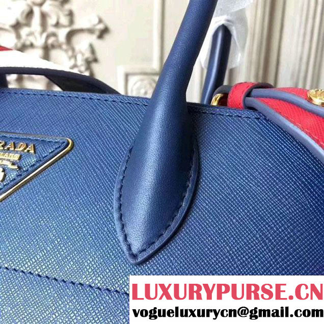 Prada Saffiano Calf Leather Paradigme Bag 1BA102 Blue 2017 (GYF-7120850 )
