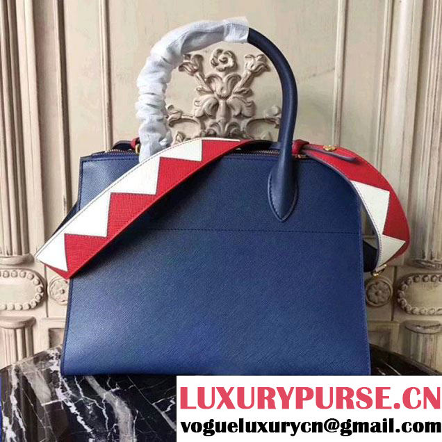 Prada Saffiano Calf Leather Paradigme Bag 1BA102 Blue 2017 (GYF-7120850 )