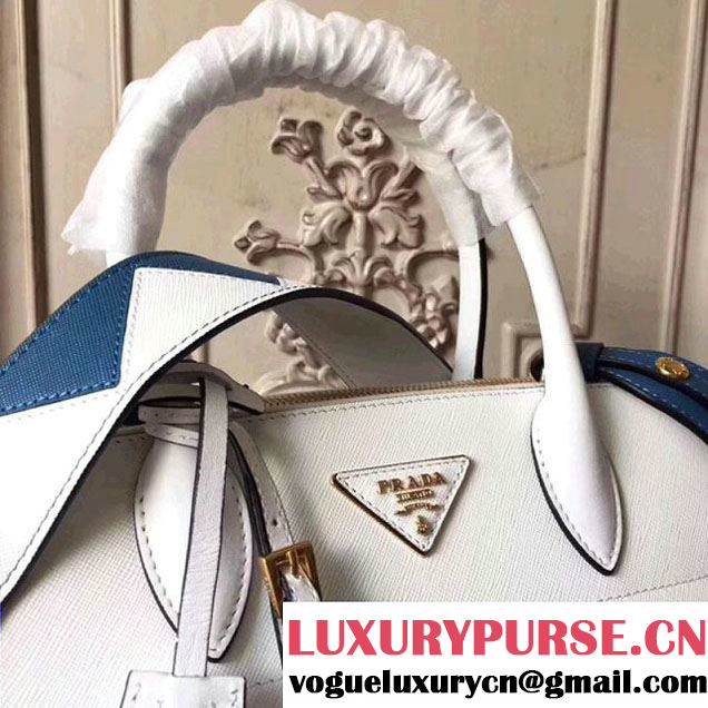 Prada Saffiano Calf Leather Paradigme Bag 1BA102 White 2017 (GYF-7120849 )