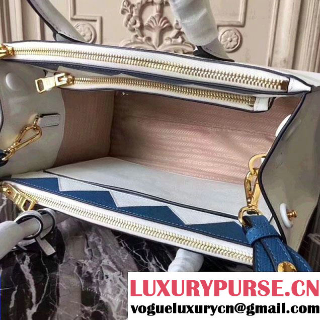 Prada Saffiano Calf Leather Paradigme Bag 1BA102 White 2017 (GYF-7120849 )