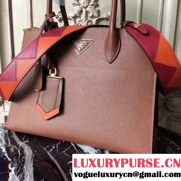 Prada Saffiano Calf Leather Paradigme Bag 1BA102 Brown 2017 (GYF-7120848 )