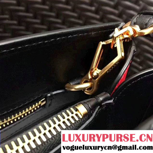 Prada Bibliothèque Saffiano Leather Bag 1BA154 Black 2017 (GYF-7120847 )
