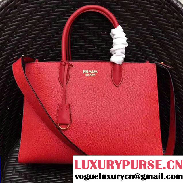 Prada Bibliothèque Saffiano Leather Bag 1BA153 Red 2017 (GYF-7120846 )