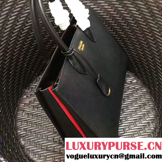 Prada Bibliothèque Saffiano Leather Bag 1BA153 Black 2017 (GYF-7120844 )